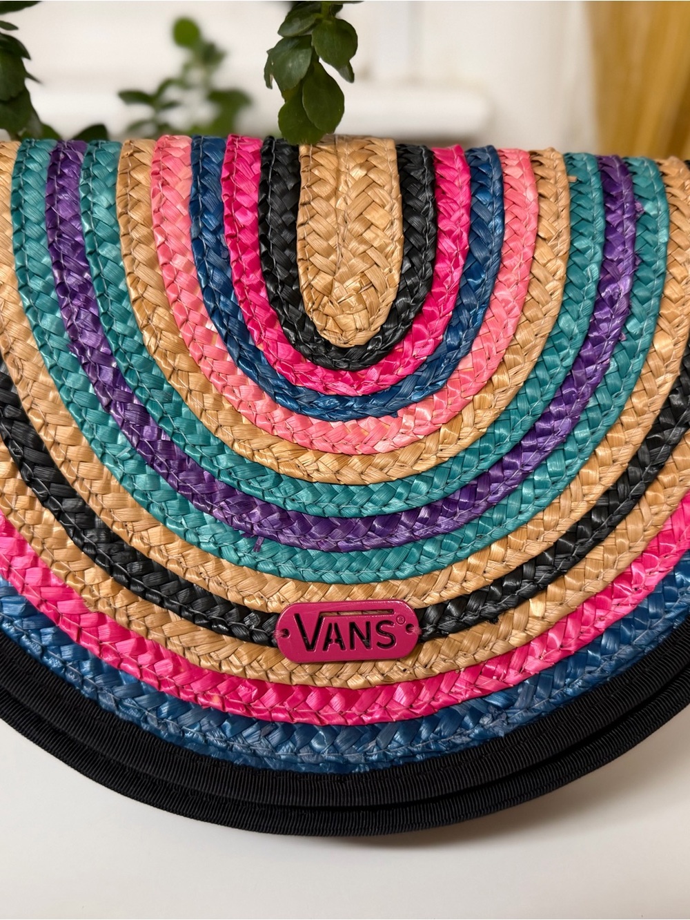 Vintage Vans Wheat Straw Half Moon Clutch